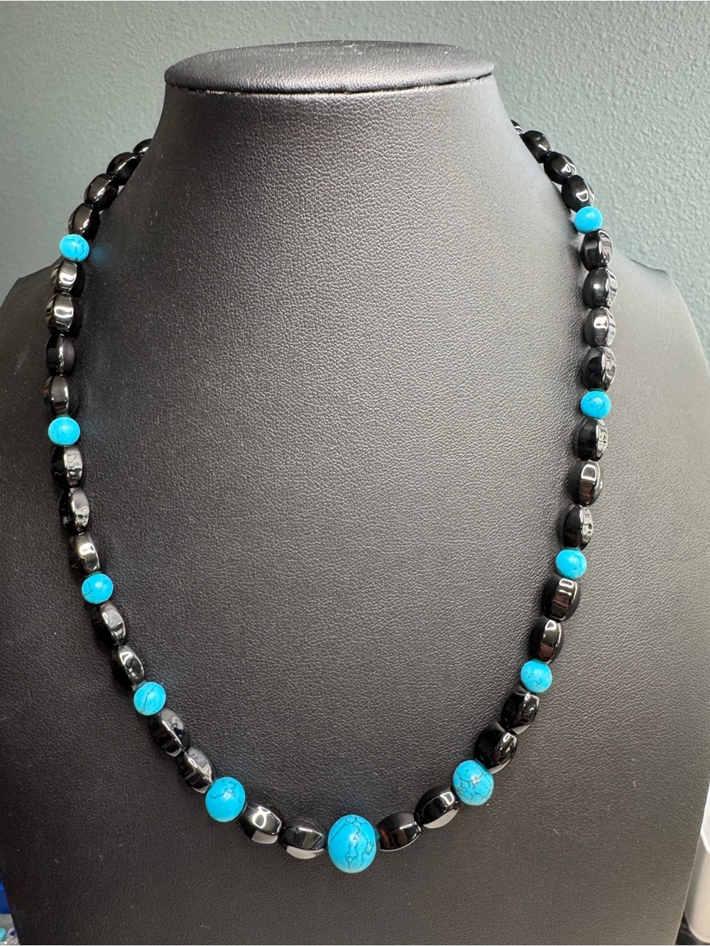 Turquoise and Black Bead Necklace - Women's Jewelry